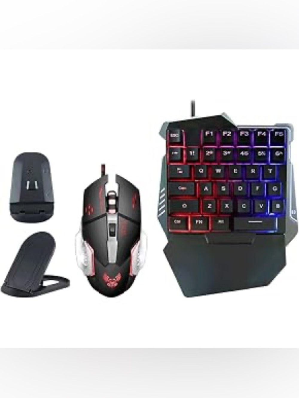 RGB One-Handed Gaming Keypad and Wired Gaming Mouse - Black/Red
